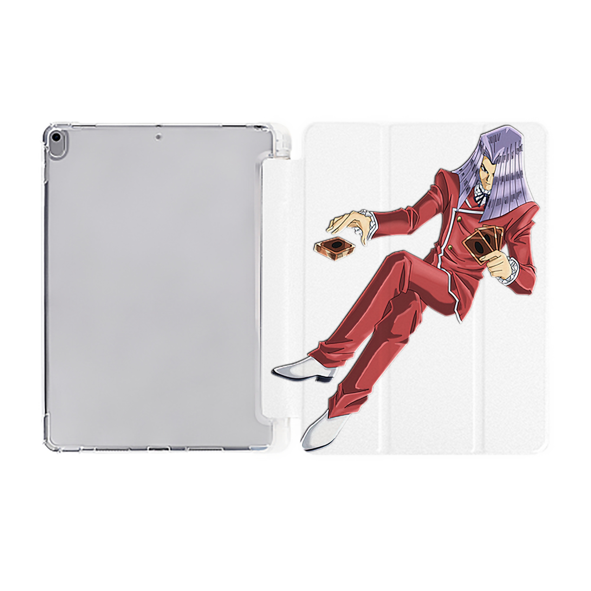 （画像用） 遊☆戯☆王 Yu-Gi-Oh! IPad ケース ペン収納付き 三つ折りスタンド PUレザー×シリコン 対応機種9.5/10.5/10.9インチ